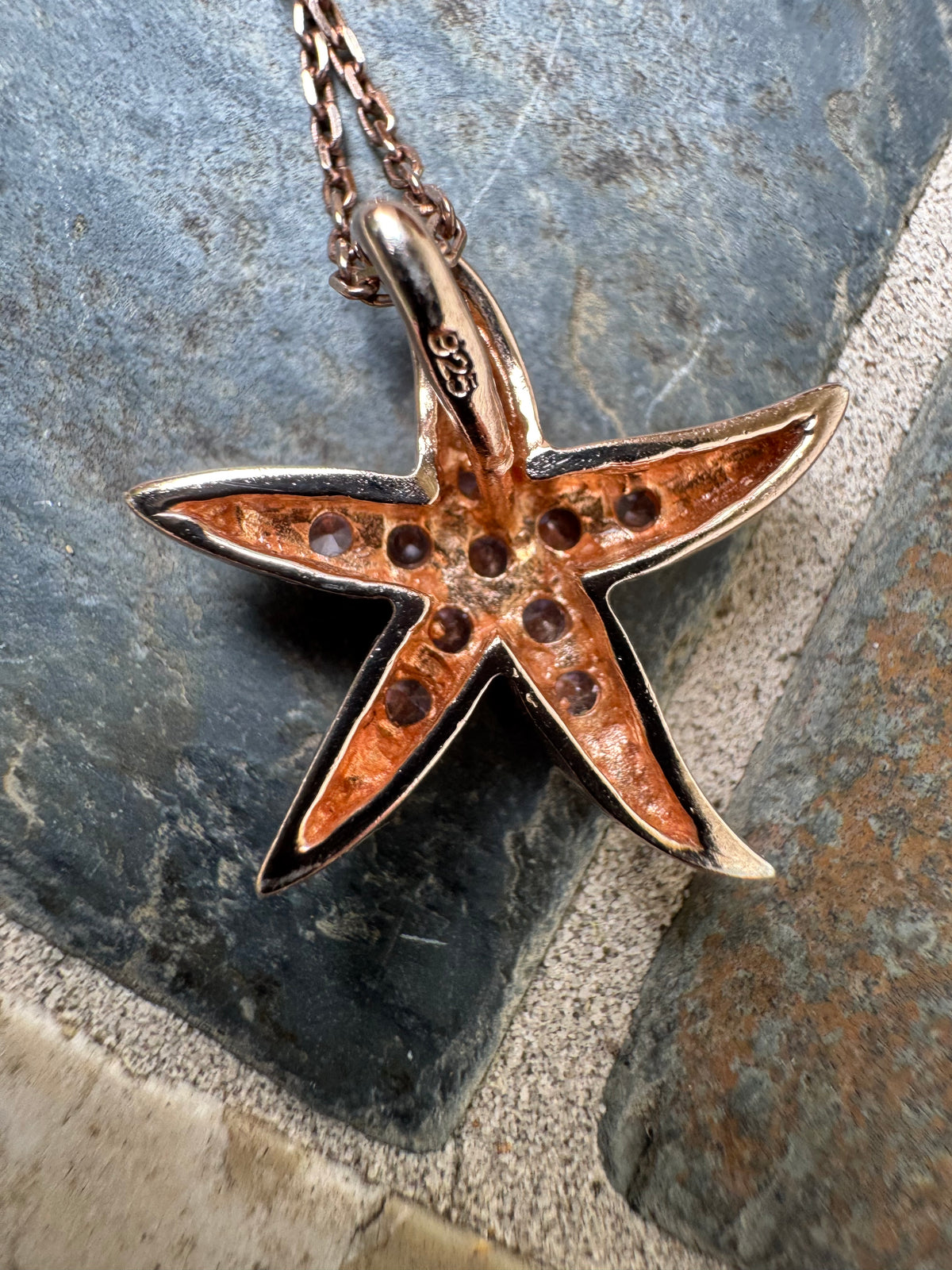 Vintage Italian Sterling & Rose Gold Starfish Pendant