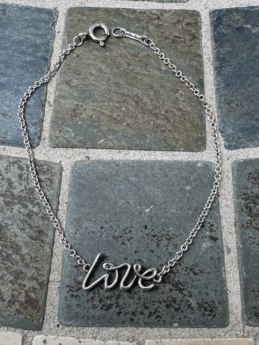 Authentic Tiffany & Co. Paloma Picasso Sterling Silver Graffiti "Love" Bracelet