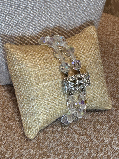 Vintage 1950s Aurora Borealis Graduated Crystal Necklace & Bracelet Set
