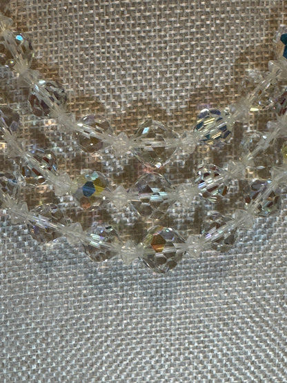 Vintage 1950s Aurora Borealis Graduated Crystal Necklace & Bracelet Set