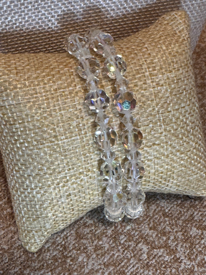 Vintage 1950s Aurora Borealis Graduated Crystal Necklace & Bracelet Set