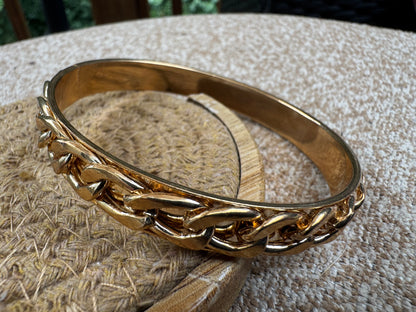 Gold Tone Chain Link Bangle Bracelet