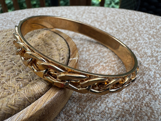 Gold Tone Chain Link Bangle Bracelet