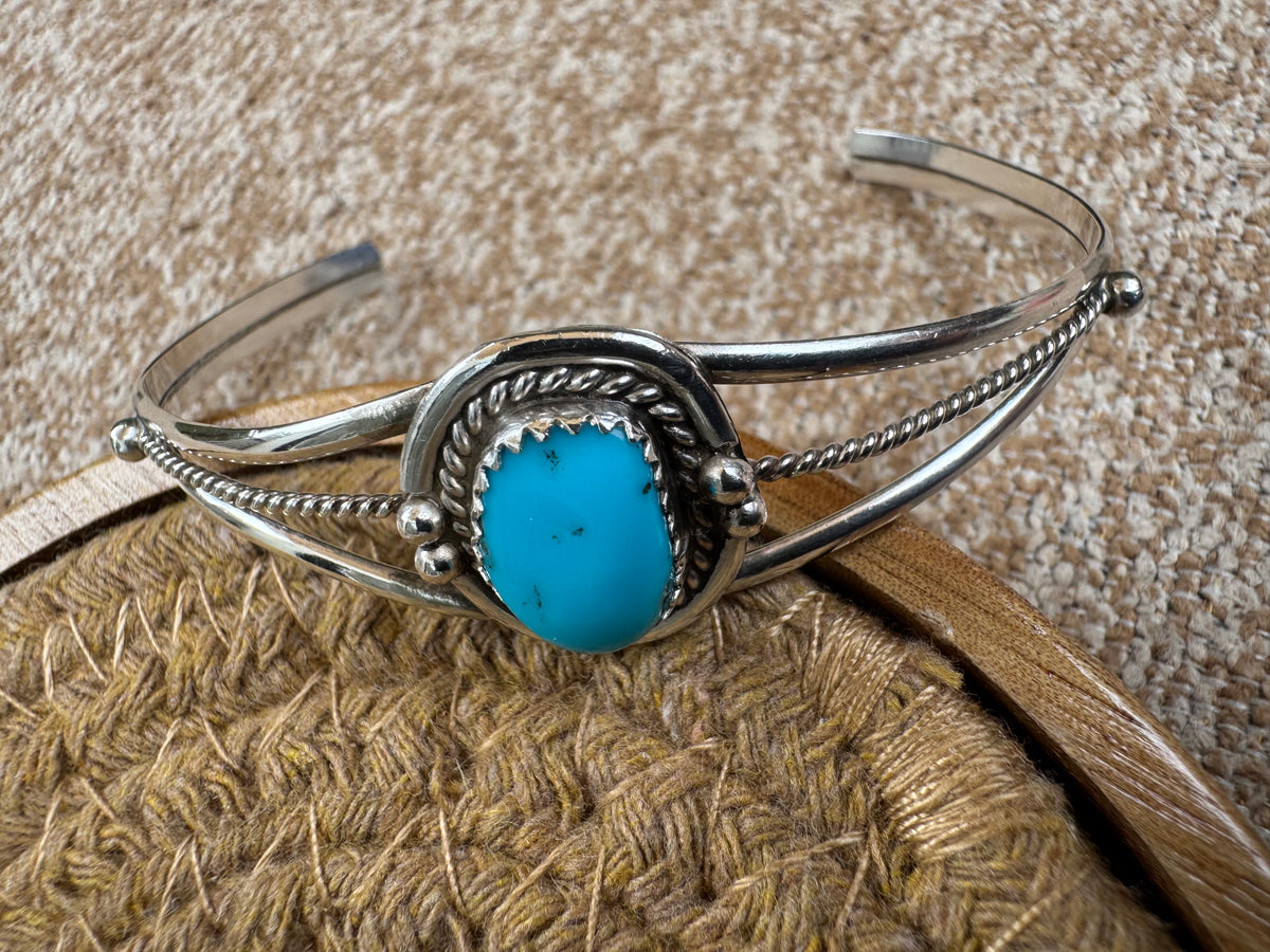 Southwest Style Sterling Silver And Turquoise Cuff Bracelet