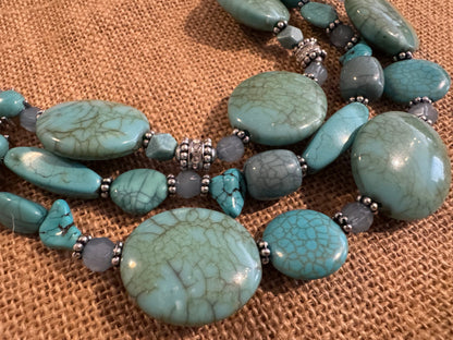 Signed Chico's 24" Turquoise Multi-Strand Statement Necklace – Bold, Colorful, Unforgettable