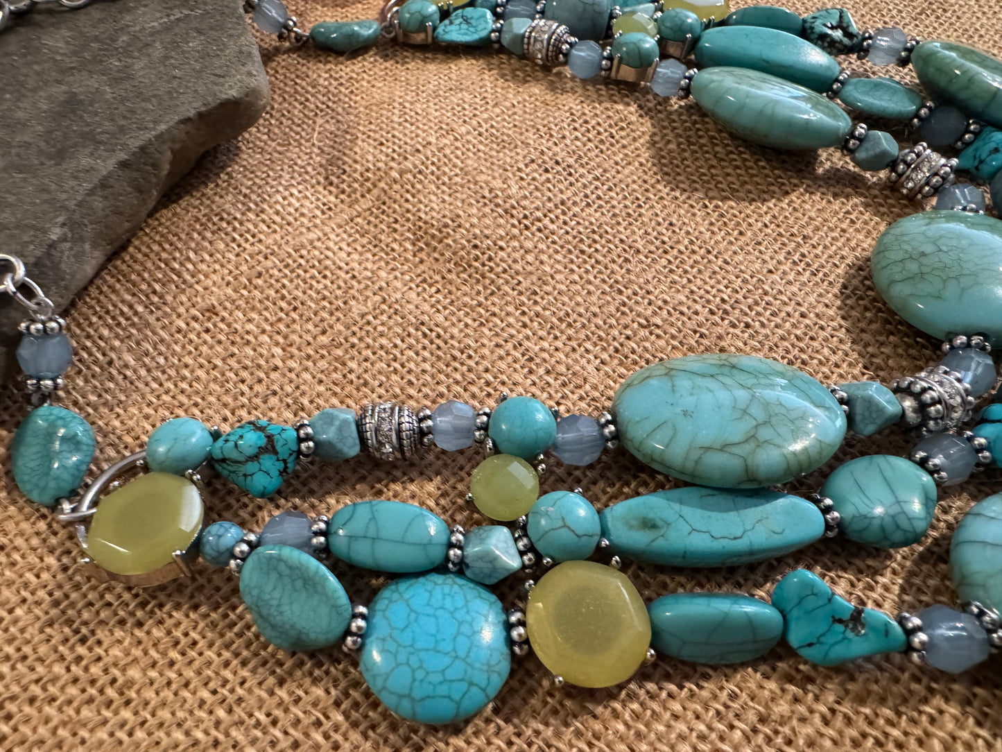 Signed Chico's 24" Turquoise Multi-Strand Statement Necklace – Bold, Colorful, Unforgettable