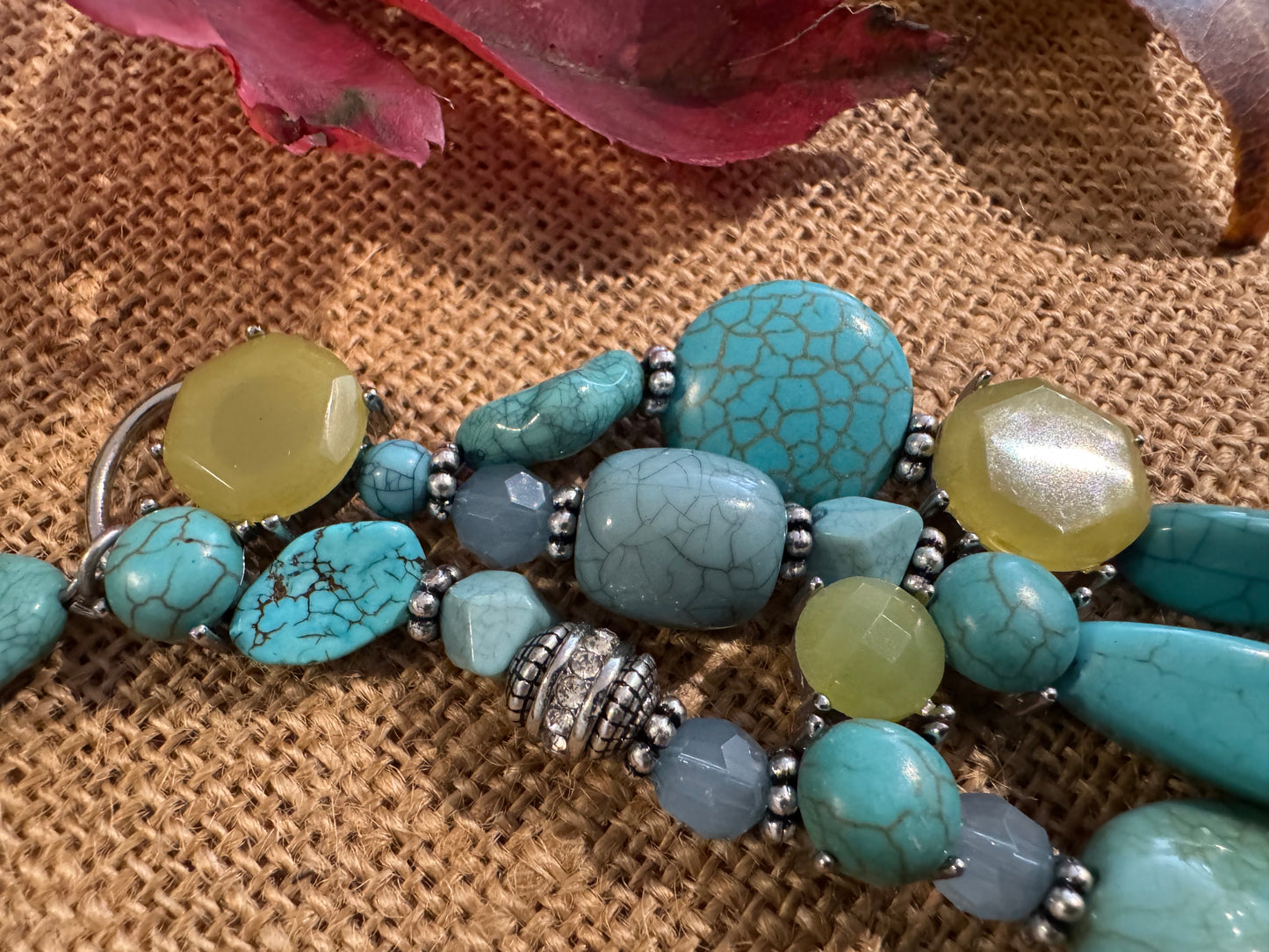 Signed Chico's 24" Turquoise Multi-Strand Statement Necklace – Bold, Colorful, Unforgettable