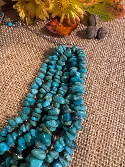 Multi-Strand 16" Turquoise Chip Bead Necklace – Natural Beauty and Timeless Style