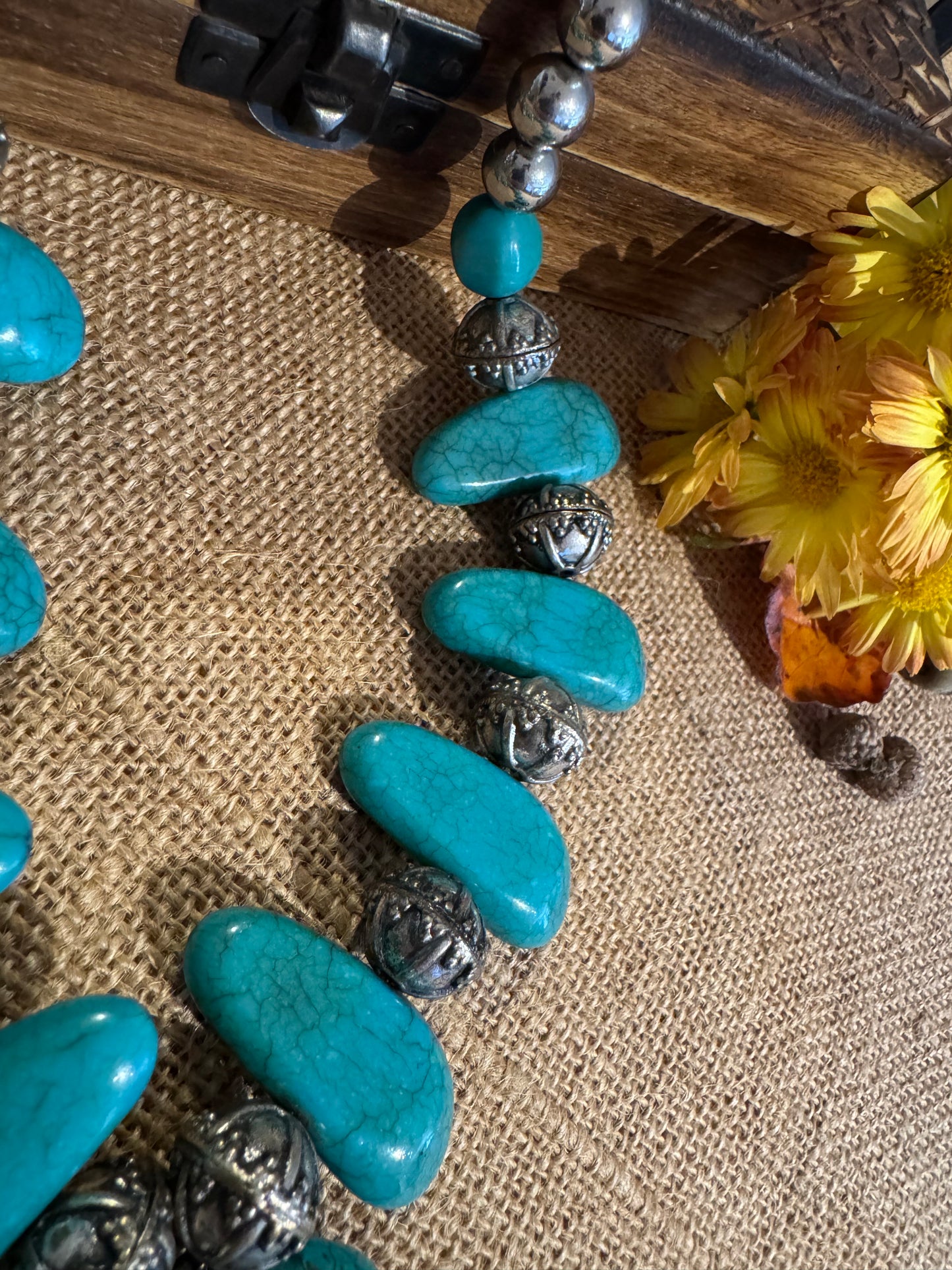 Chico's 16" Turquoise and Silver-Tone Pendant Necklace – Southwestern Chic