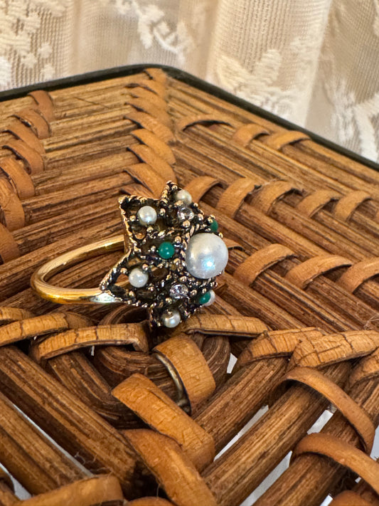Vintage 1969 Sarah Coventry “Egyptian” Cocktail Ring – Timeless Starburst Elegance