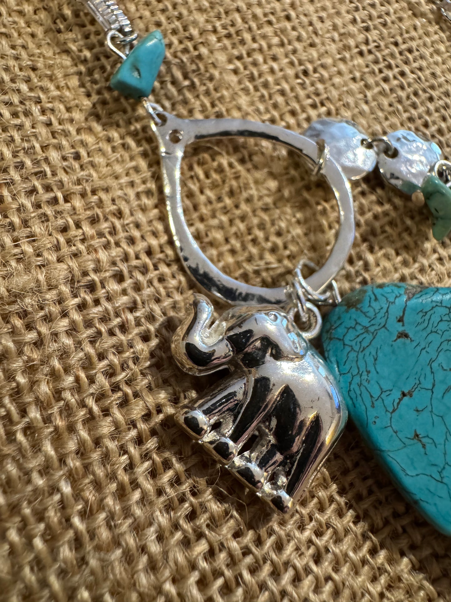 Natural Turquoise Elephant Pendant Necklace – Symbol of Strength and Good Fortune