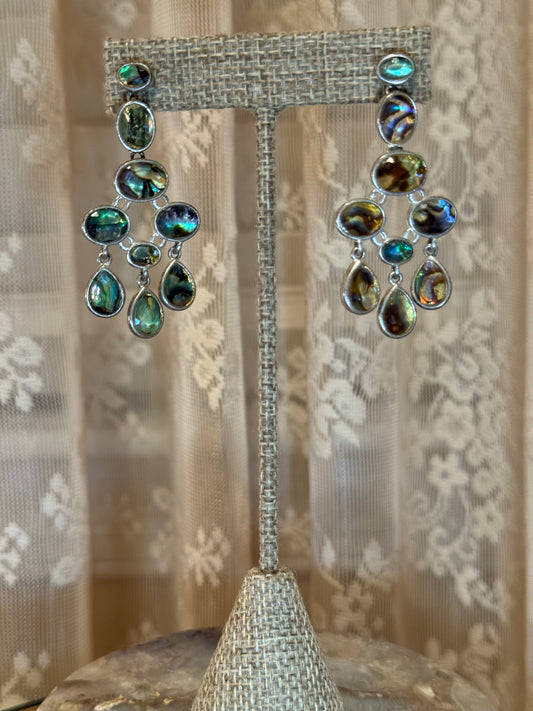 Vintage Abalone Chandelier Earrings – Luxe Sterling Silver Design