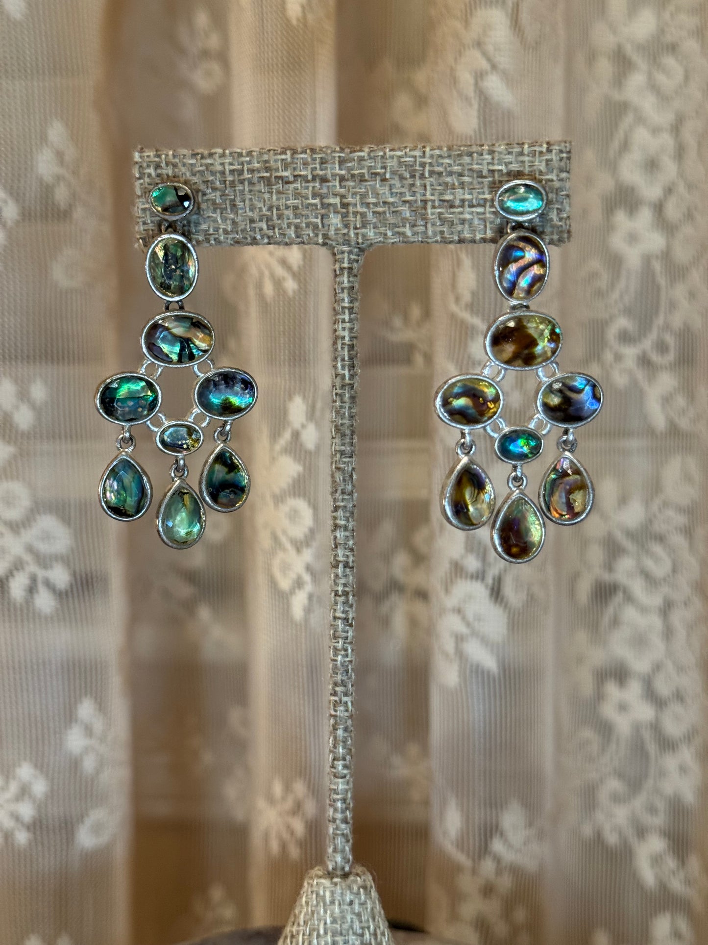 Vintage Abalone Chandelier Earrings – Luxe Sterling Silver Design