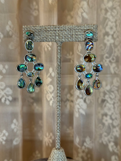 Vintage Abalone Chandelier Earrings – Luxe Sterling Silver Design