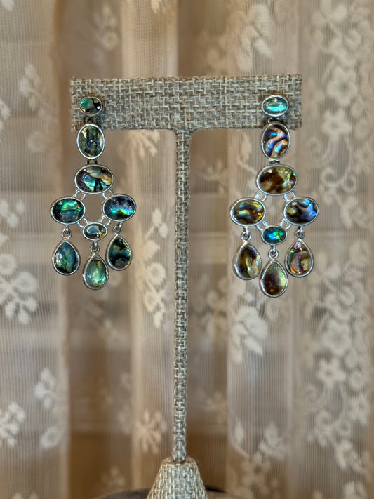 Vintage Abalone Chandelier Earrings – Luxe Sterling Silver Design