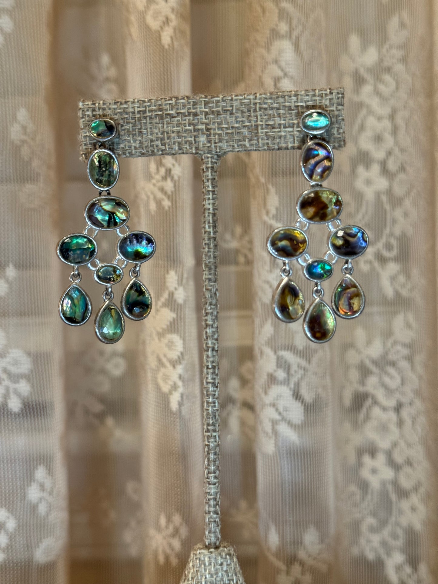 Vintage Abalone Chandelier Earrings – Luxe Sterling Silver Design
