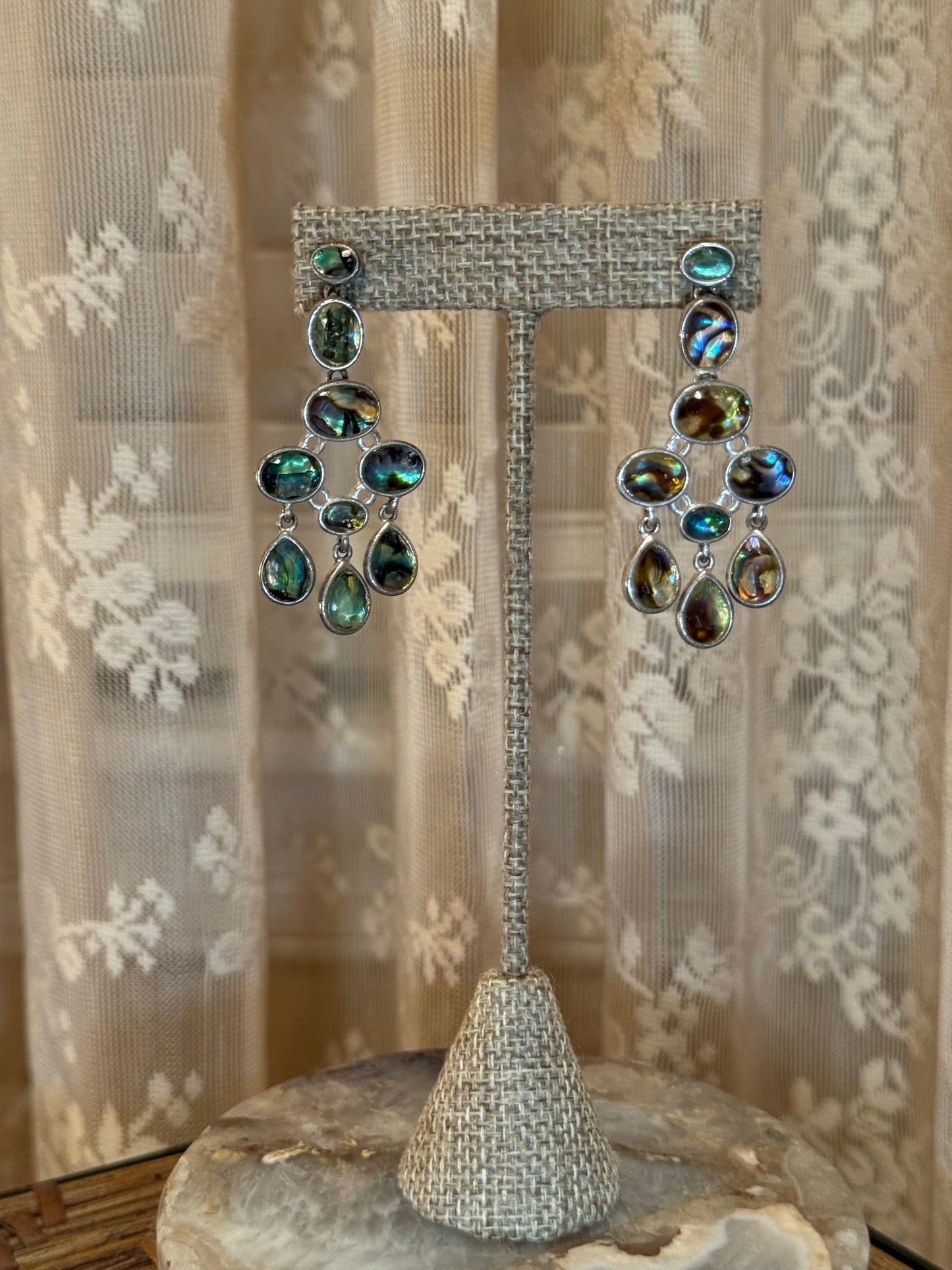 Vintage Abalone Chandelier Earrings – Luxe Sterling Silver Design