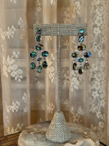 Vintage Abalone Chandelier Earrings – Luxe Sterling Silver Design
