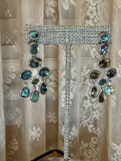 Vintage Abalone Chandelier Earrings – Luxe Sterling Silver Design
