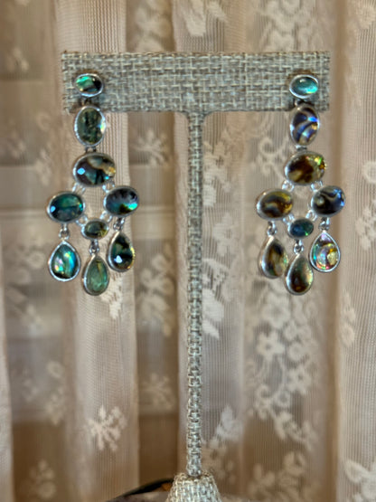 Vintage Abalone Chandelier Earrings – Luxe Sterling Silver Design
