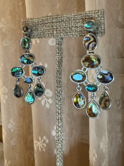 Vintage Abalone Chandelier Earrings – Luxe Sterling Silver Design