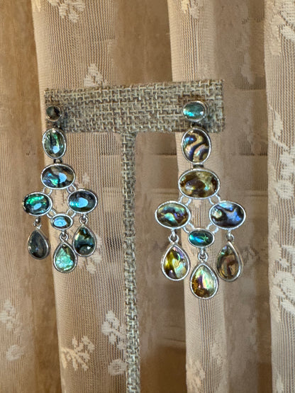 Vintage Abalone Chandelier Earrings – Luxe Sterling Silver Design