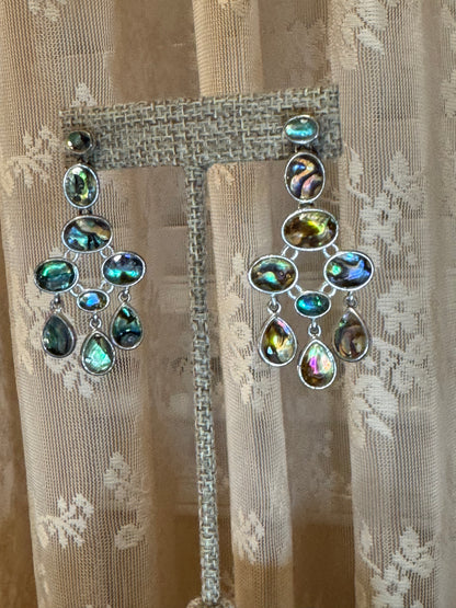 Vintage Abalone Chandelier Earrings – Luxe Sterling Silver Design