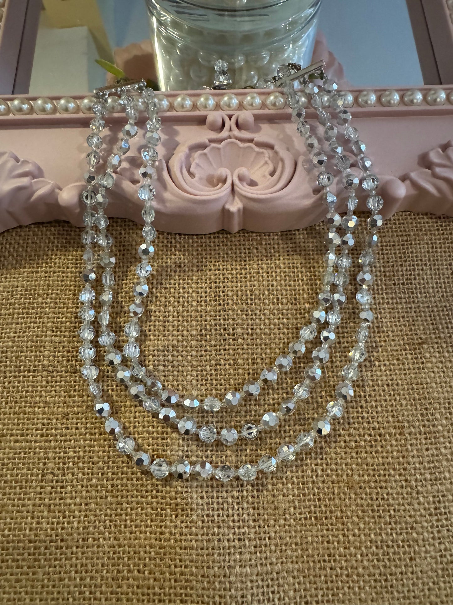 Vintage Multi-Strand 16" Faceted Crystal Beaded Necklace – Timeless Elegance