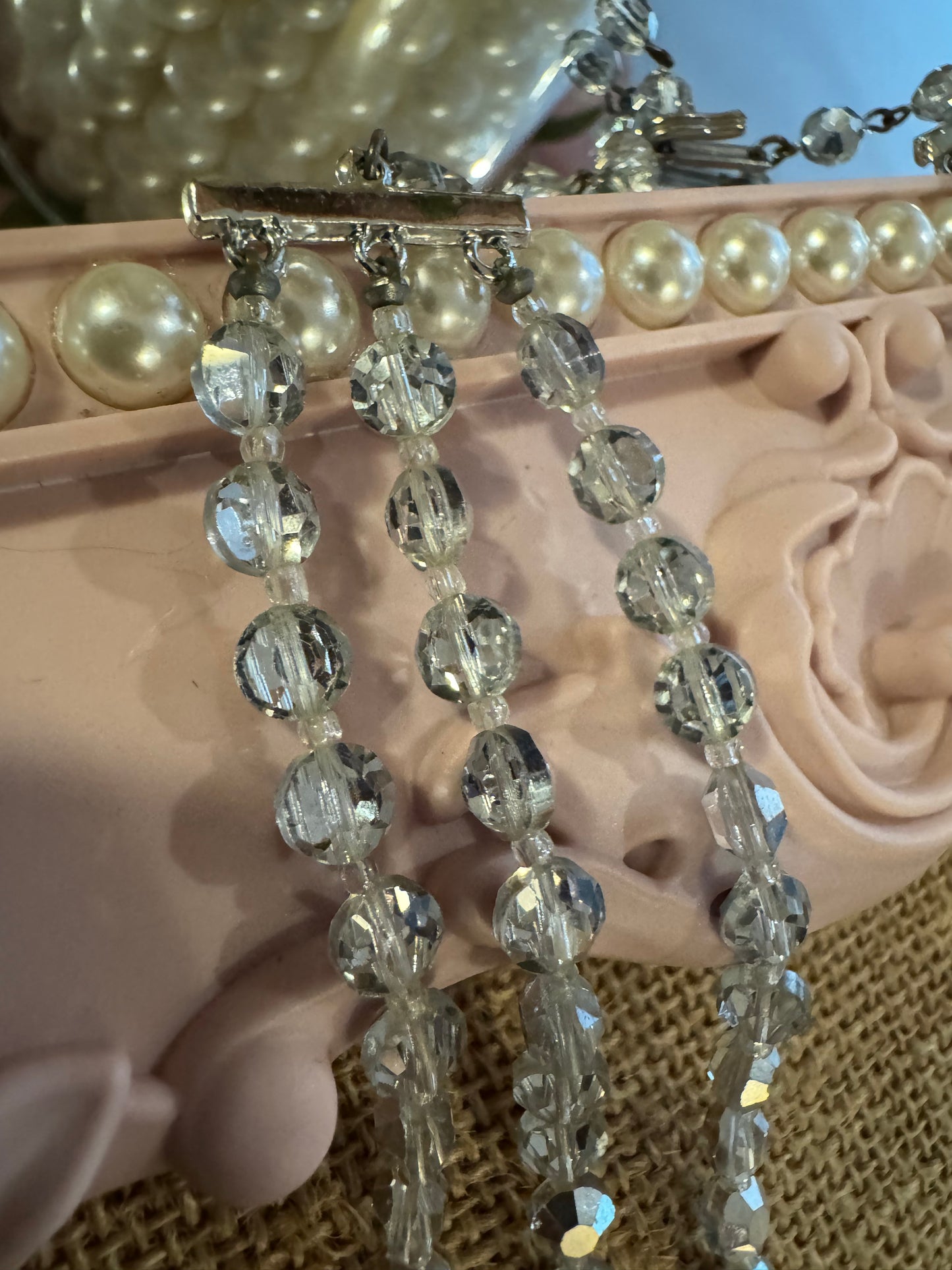 Vintage Multi-Strand 16" Faceted Crystal Beaded Necklace – Timeless Elegance