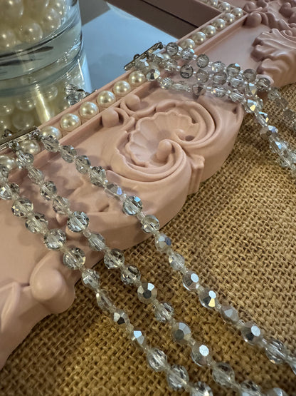 Vintage Multi-Strand 16" Faceted Crystal Beaded Necklace – Timeless Elegance