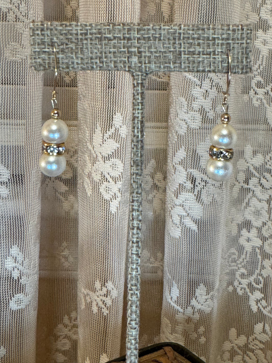 Classic Pearl & Crystal Bridal Dangle Earrings