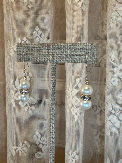 Classic Pearl & Crystal Bridal Dangle Earrings