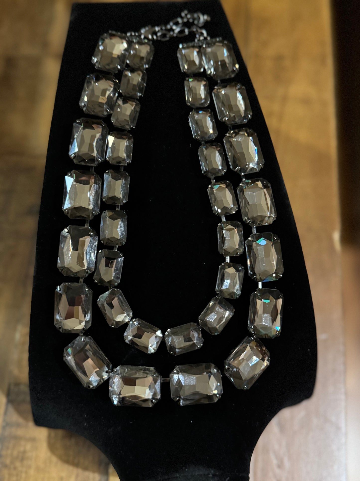 Vintage Signed Joan Rivers 20" Two-Strand Statement Necklace – Smoky Gray Elegance