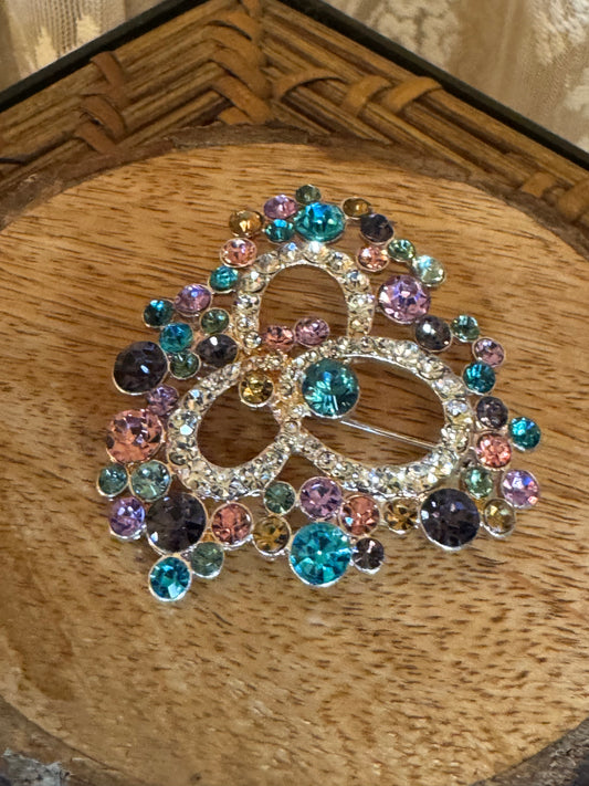 Vintage Napier Colorful Rhinestone Brooch Mid-Century Floral Swirl Pin 1950s–60s