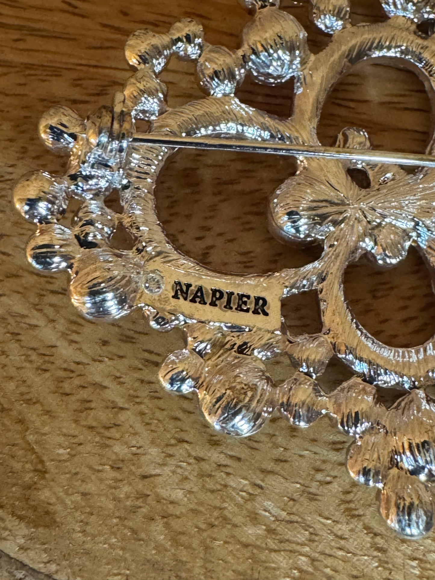 Vintage Napier Colorful Rhinestone Brooch Mid-Century Floral Swirl Pin 1950s–60s