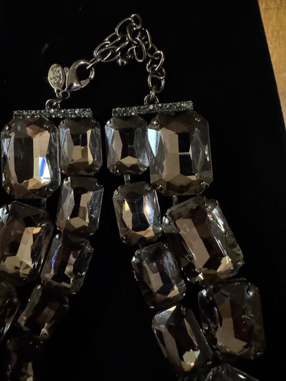 Vintage Signed Joan Rivers 20" Two-Strand Statement Necklace – Smoky Gray Elegance