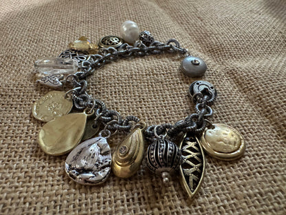 Chico's Gold and Silver Charm Bracelet – Mixed Metal & Crystal Accents