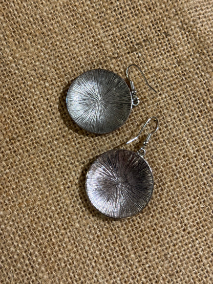 Bohemian Silver-Toned Filigree Medallion Dangle Earrings