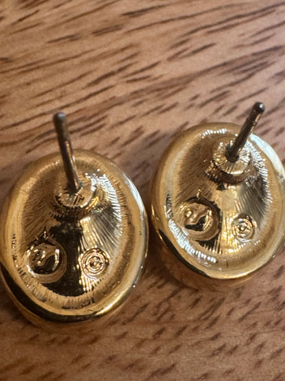 Vintage Signed Swarovski Swan Crystal Stud Earrings (c. 1990s)