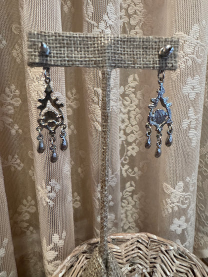 Vintage 1980s Gothic Botanical Chandelier Earrings