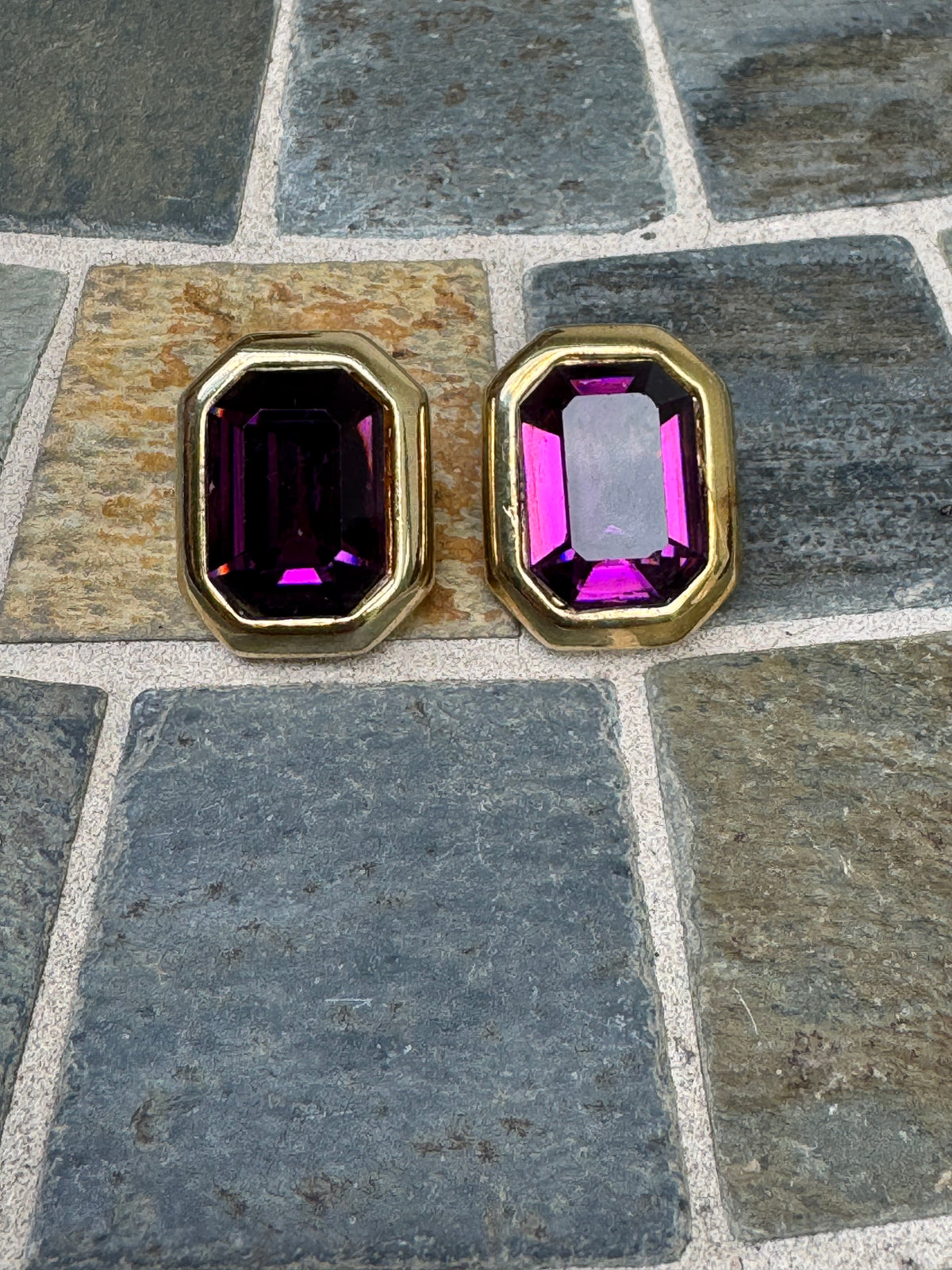 Vintage Regal Amethyst Glass Post Earrings