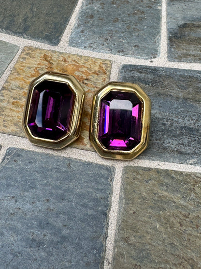 Vintage Regal Amethyst Glass Post Earrings
