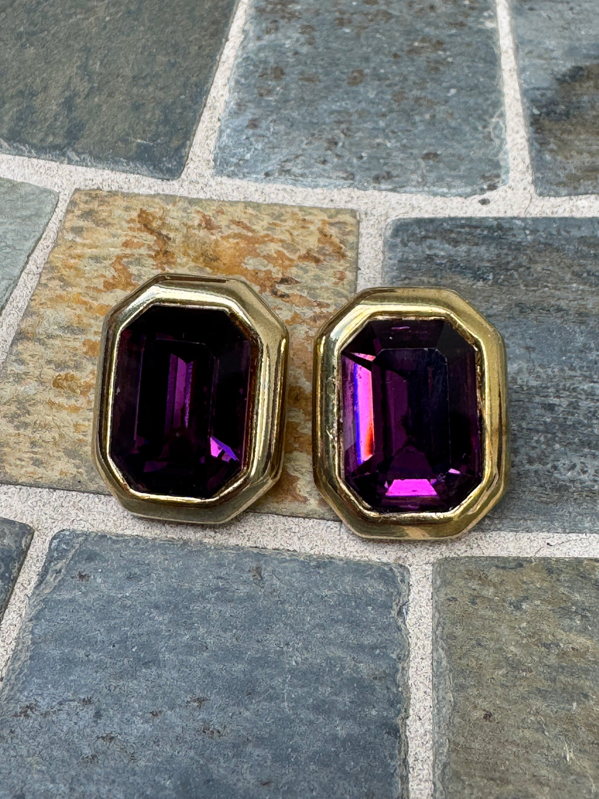 Vintage Regal Amethyst Glass Post Earrings