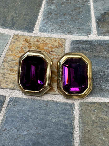 Vintage Regal Amethyst Glass Post Earrings
