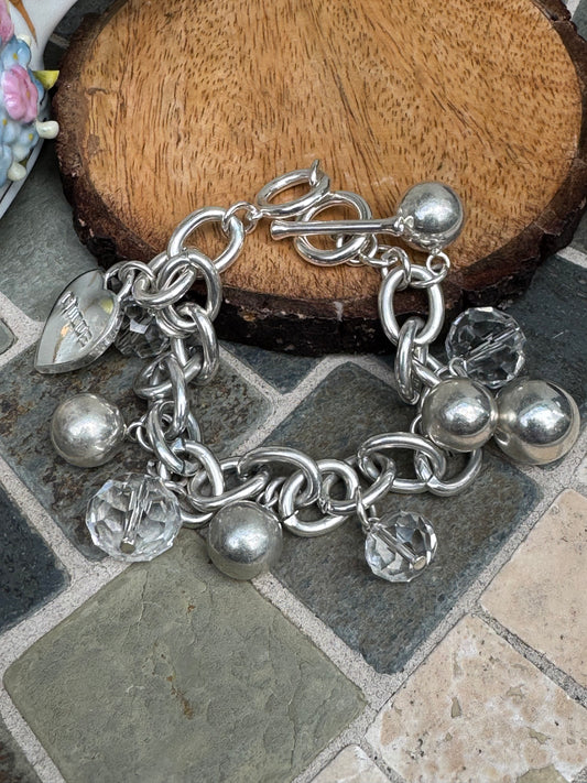 Retro Chico’s Silver & Crystal Charm Statement Bracelet