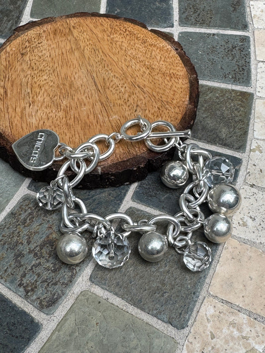 Retro Chico’s Silver & Crystal Charm Statement Bracelet