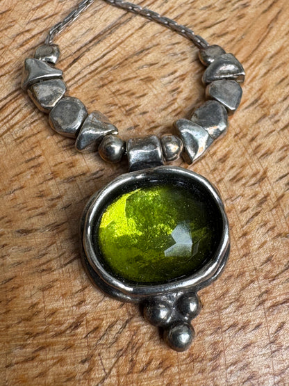 Vintage Silpada "Daintree" Sterling Silver Green Glass Necklace