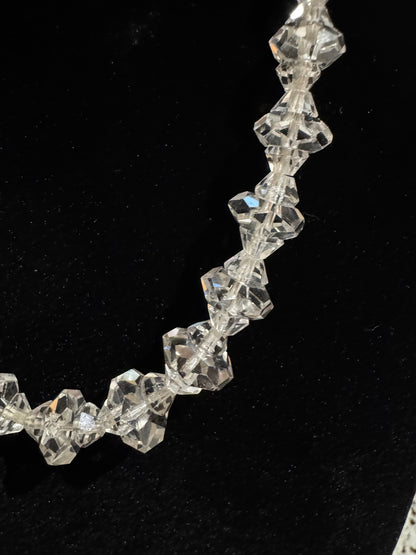 Antique Art Deco Cut Crystal Quartz Necklace with Sterling Silver Clasp – 15”