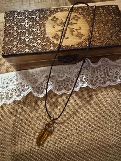 20" Citrine Crystal Point Pendant Necklace