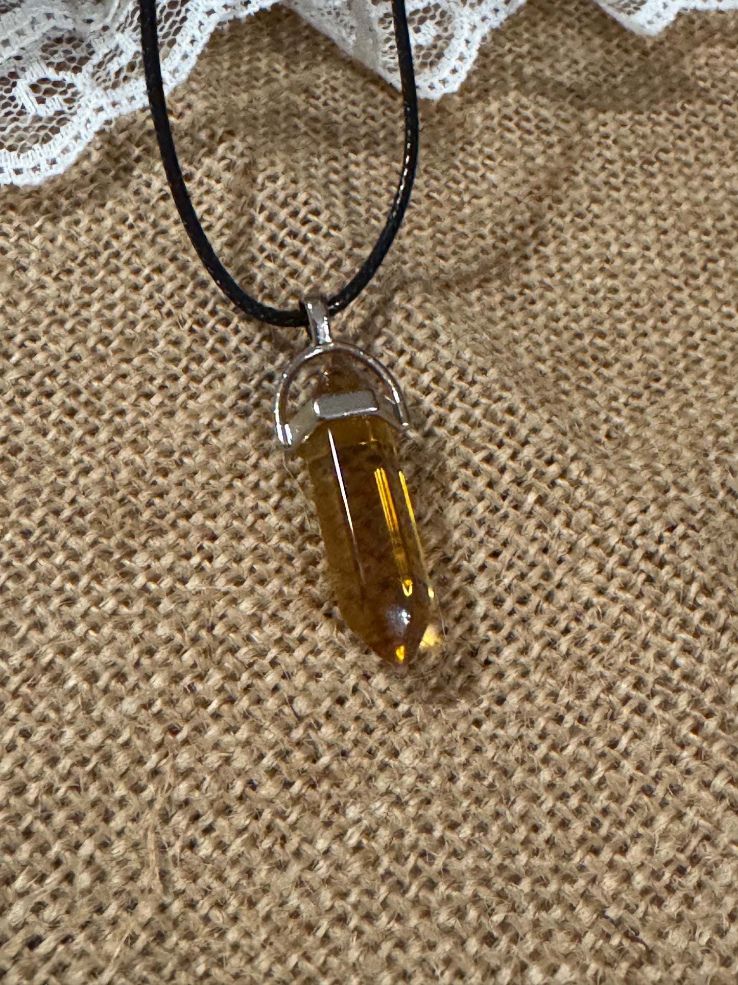 20" Citrine Crystal Point Pendant Necklace